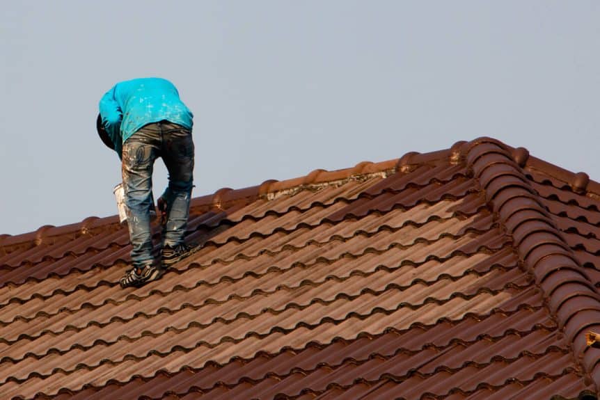 Painting roof tiles